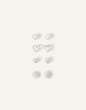 Sterling Silver Mixed Studs 4 Pack, , large