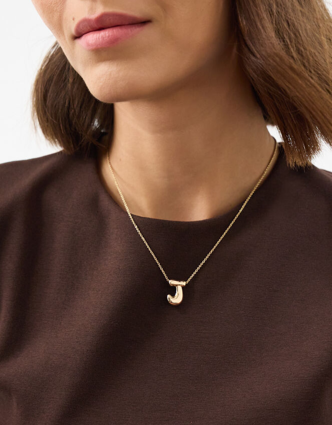 Bubble Initial Pendant Necklace, Gold (GOLD), large