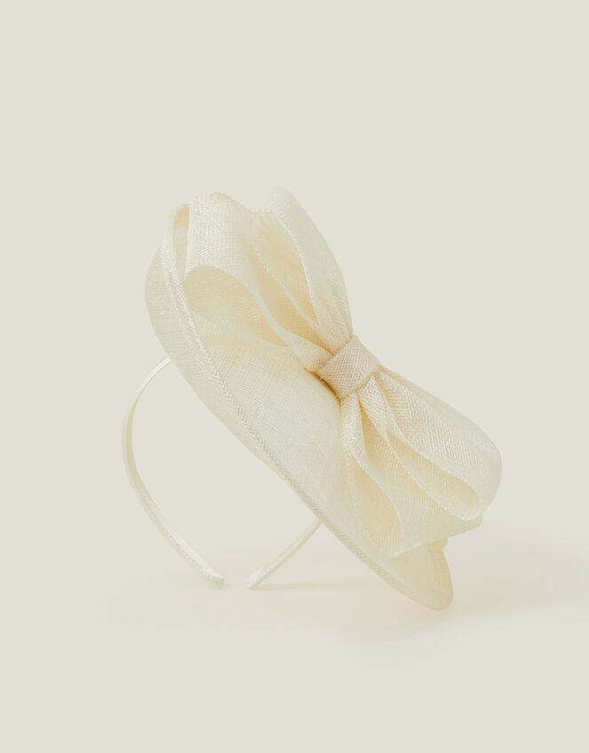 Structured Disc Bow Fascinator, Ivory (IVORY), large