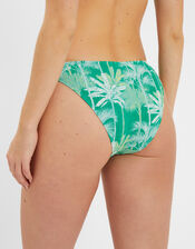 Palm Print Smocked Bikini Bottoms, Green (GREEN), large
