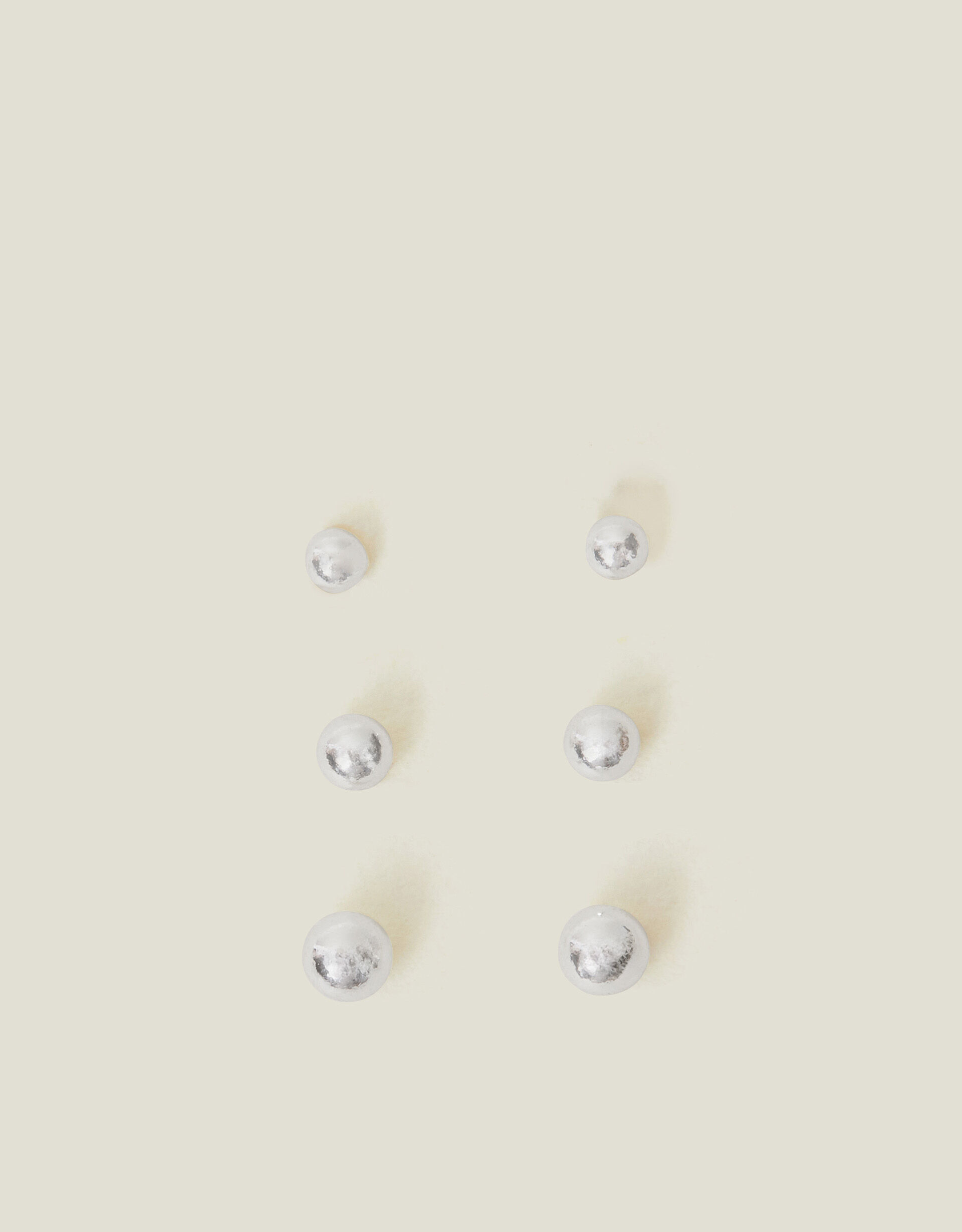 3 Pack Sterling Silver Ball Stud Earrings Sterling Silver Accessorize UK