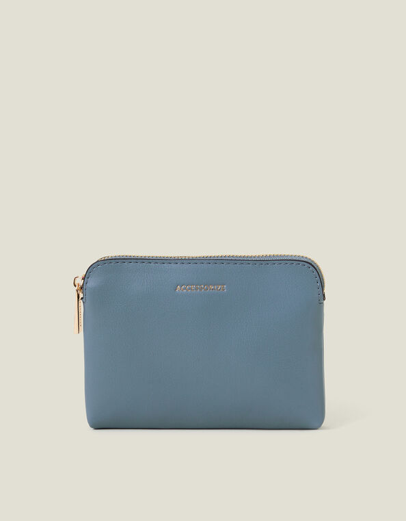 Faux Leather Coin Purse, Blue (BLUE), large