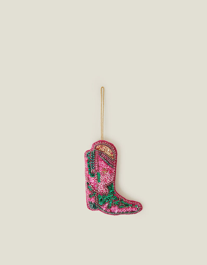Sequin Cowboy Boot Christmas Tree Decoration, , large