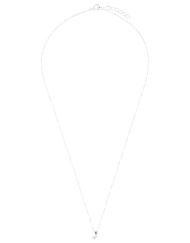 Sterling Silver Sparkle Initial Necklace - J, , large