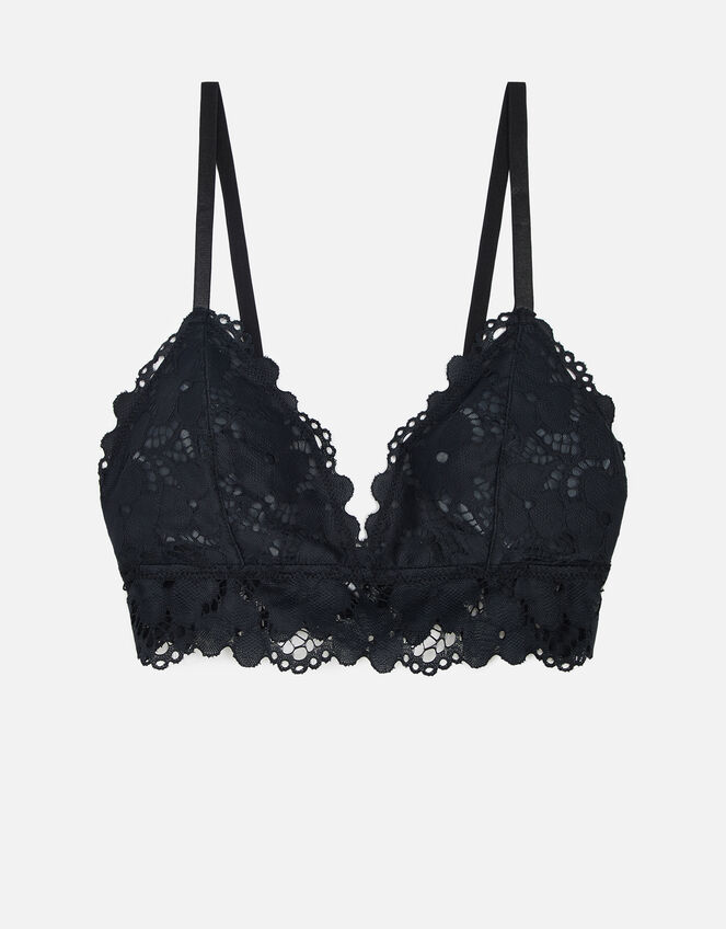 Floral Lace Deep Bralet Black