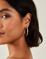 14ct Gold-Plated Flat Twist Hoop Earrings, , large