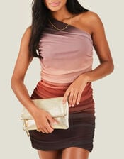 Leather Metallic Fold Over Clutch, Gold (GOLD), large