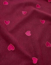 Heart Embroidered Blanket Scarf, Red (BURGUNDY), large