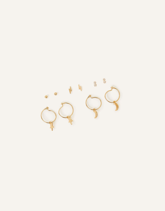 14ct Gold-Plated Earrings 5 Pack, , large