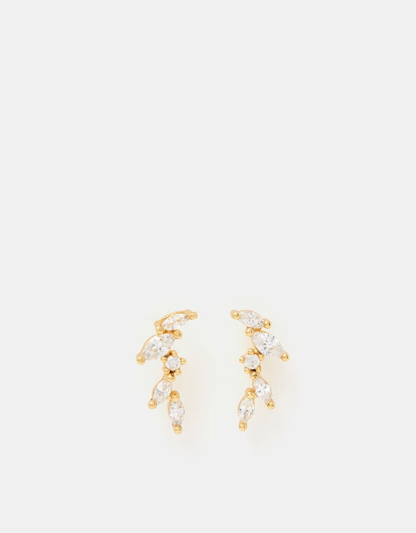 14ct Gold-Plated Mini Climber Stud Earrings, , large