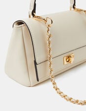 Twist Lock Chain Strap Handbag, Cream (CREAM), large