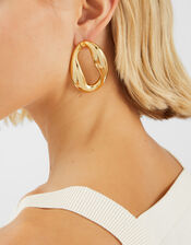14ct Gold-Plated Molten Loop Stud Earrings, , large