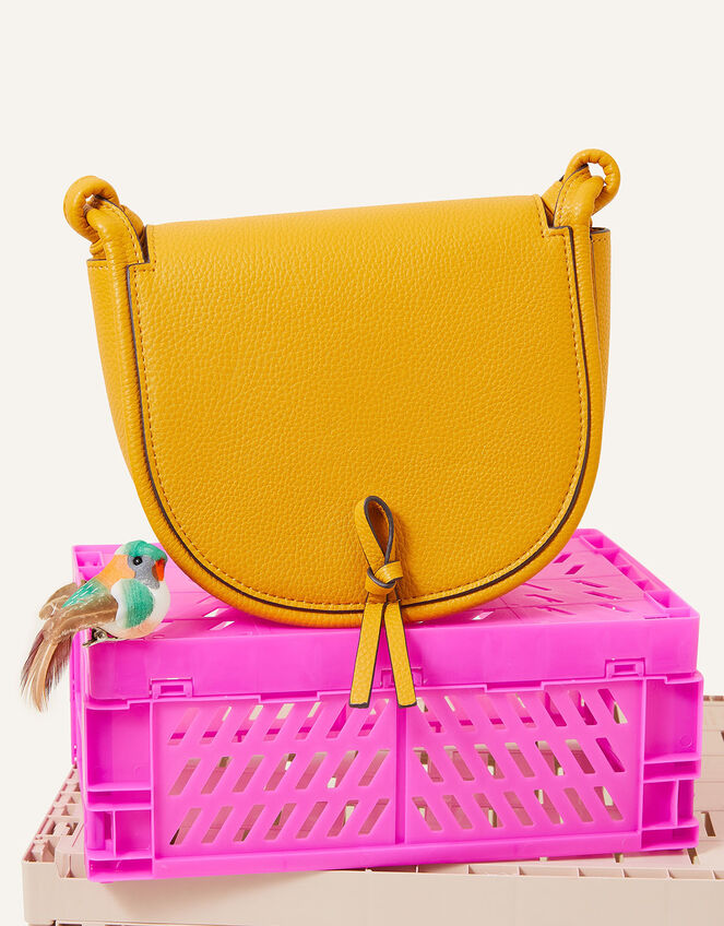 Knot Detail Saddle Cross-Body, Yellow (OCHRE), large