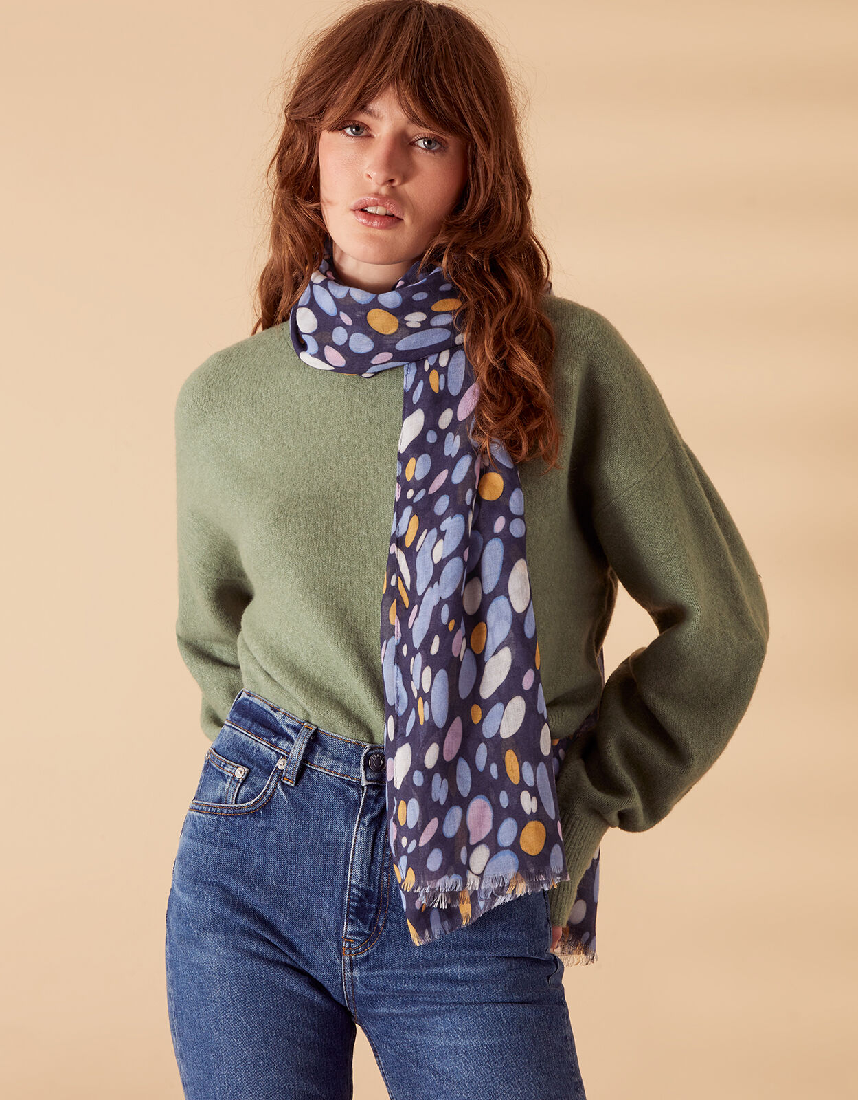 Spotty Print Scarf in Recycled Polyester Scarves Accessorize UK