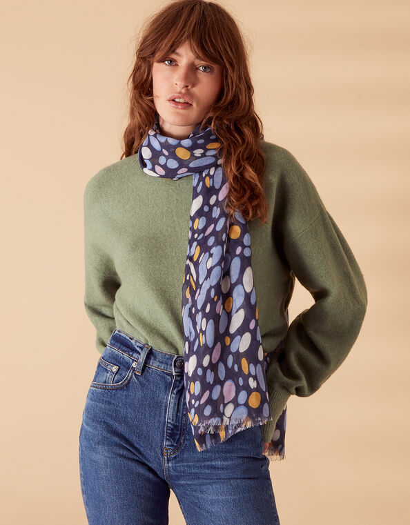 Spotty Print Scarf in Recycled Polyester, , large