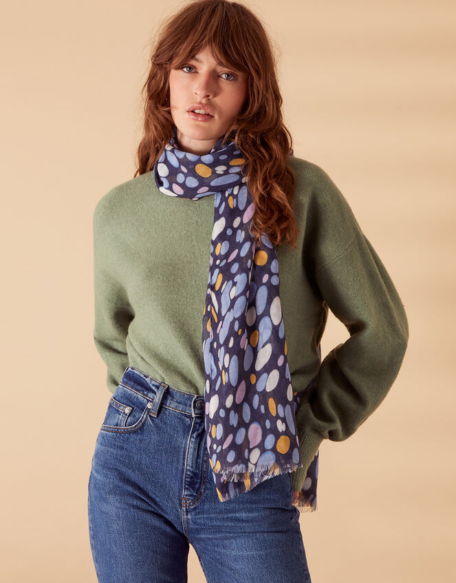 Spotty Print Scarf in Recycled Polyester, , large