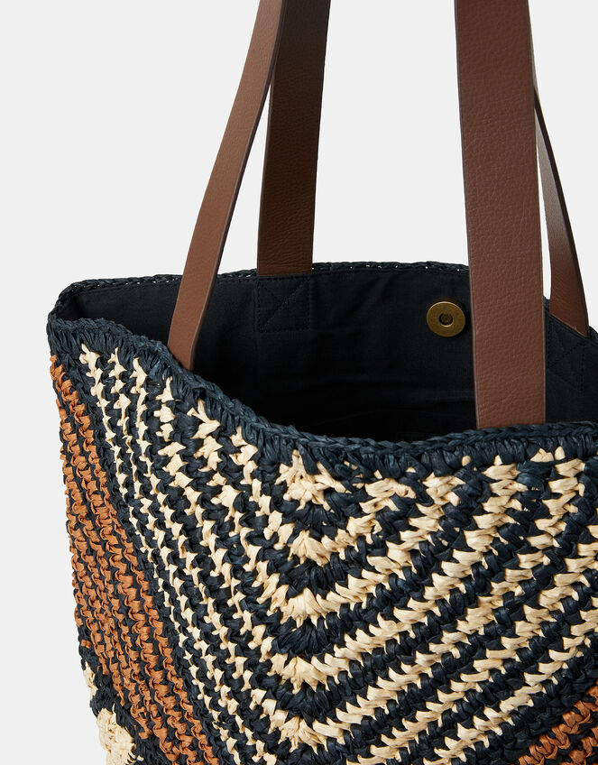 Mix Raffia Tote Bag, , large
