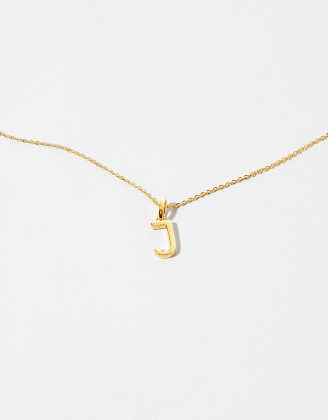 Gold Vermeil Initial Pendant Necklace - J, , large