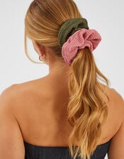 2-Pack Large Texture Hair Scrunchies, , large