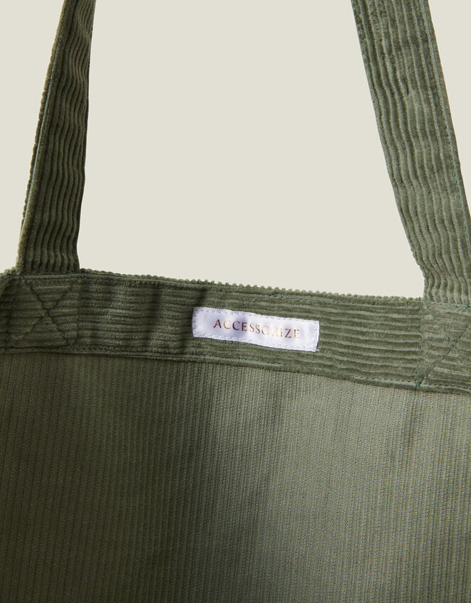 Daisy Embroidered Corduroy Shopper Bag, , large