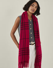 Check Blanket Scarf, Red (RED), large