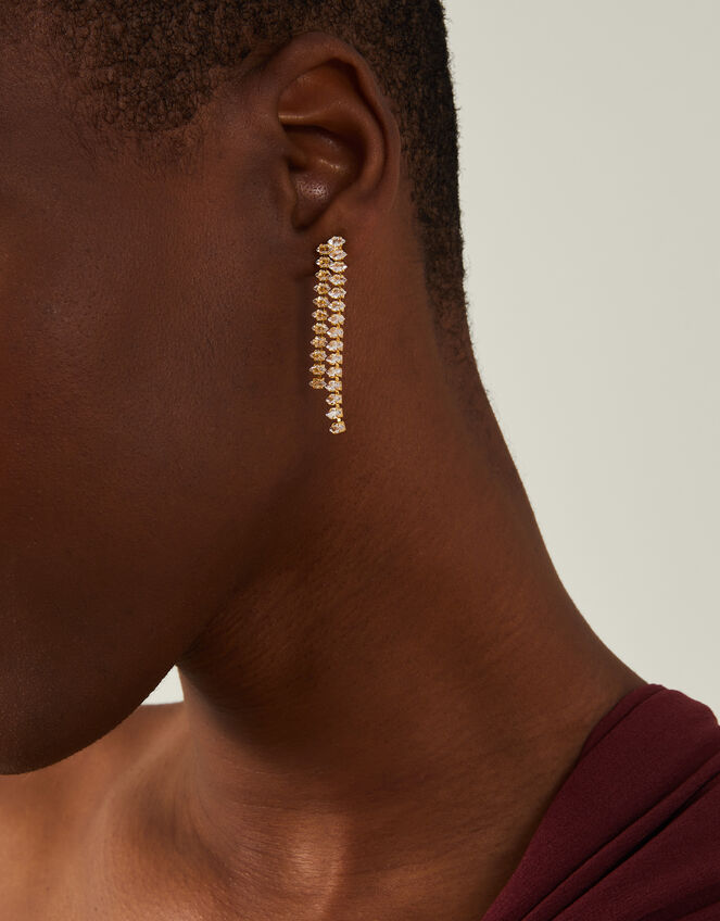 14ct Gold-Plated Gem Drop Earrings, , large
