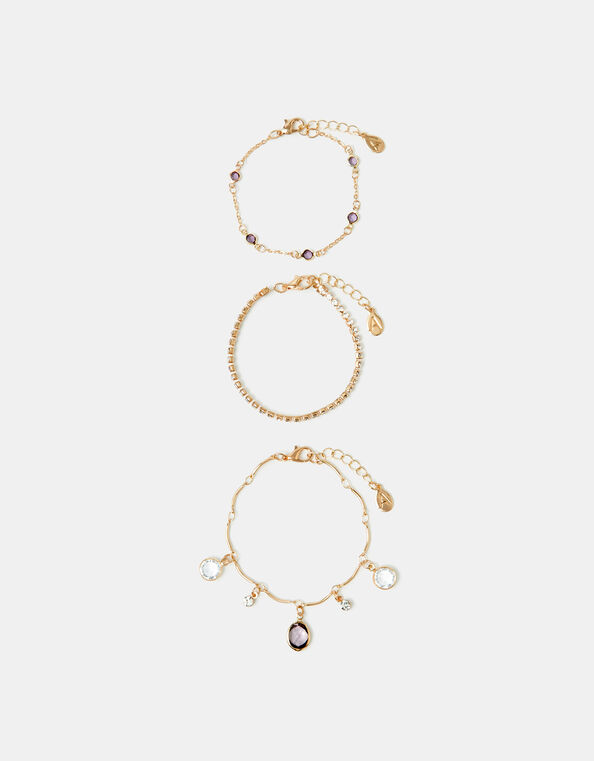 3-Pack Mix Gemstone Chain Bracelets, , large