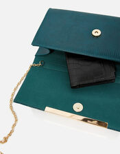 Faux Reptile Clutch Bag, , large