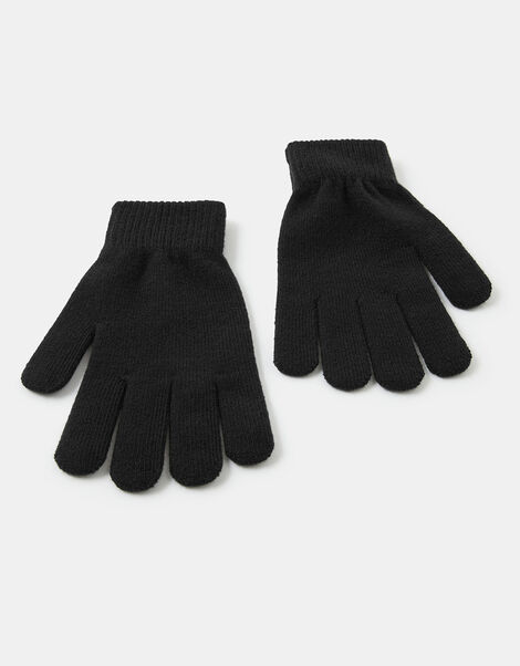 Super-Stretch Knit Gloves Black, Black (BLACK), large