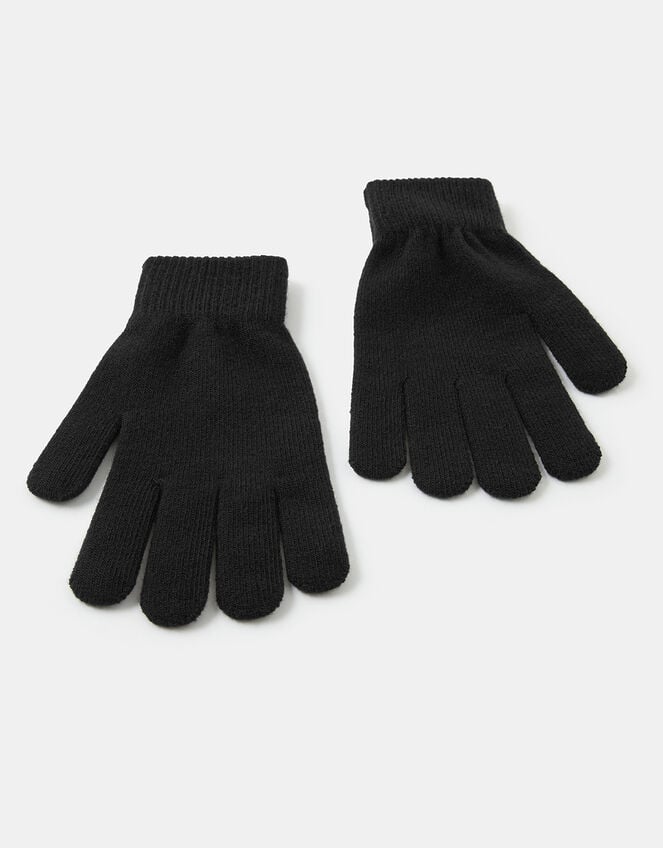 Super-Stretch Knit Gloves, Black (BLACK), large