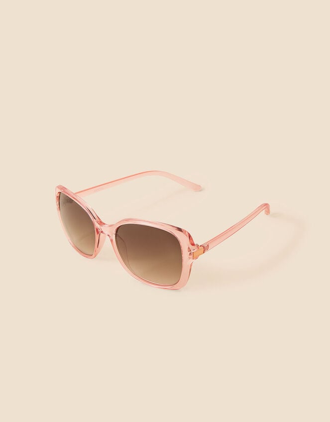 Clear Oversized Square Sunglasses, Pink (PINK), large