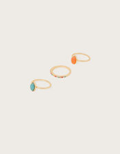 Gemstone Rings Set of Three, Multi (PASTEL-MULTI), large