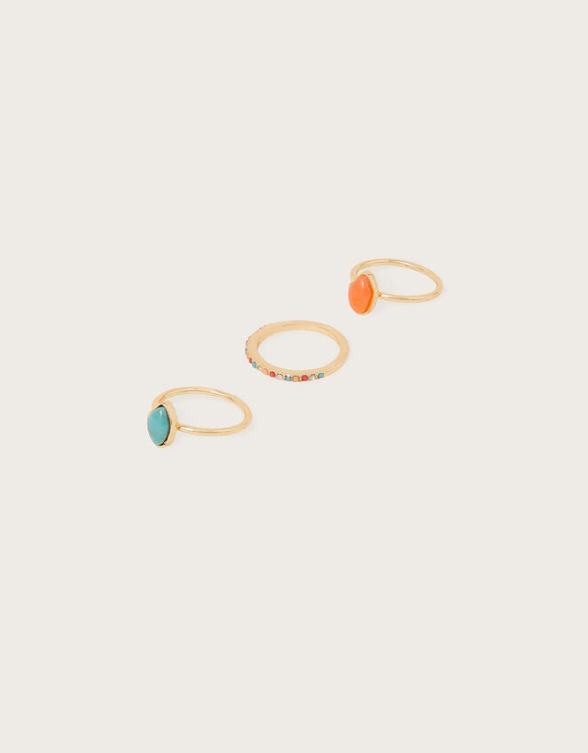 Gemstone Rings Set of Three, Multi (PASTEL-MULTI), large