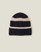 Lucy Stripe Beanie in Wool Blend, , large