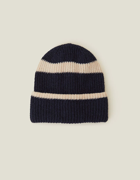 Lucy Stripe Beanie in Wool Blend, , large