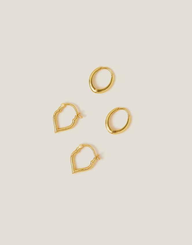 2-Pack 14ct Gold-Plated Mosaic Hoops, , large
