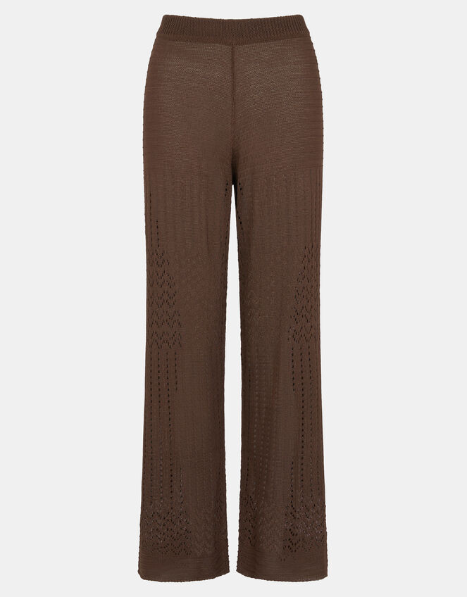 Crochet Knit Trousers, Brown (BROWN), large