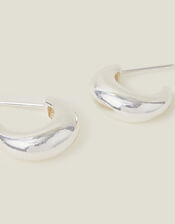 Sterling Silver-Plated Chunky Hoop Earrings, , large