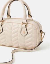 Chevron Quilted Crossbody Handbag, Cream (CREAM), large