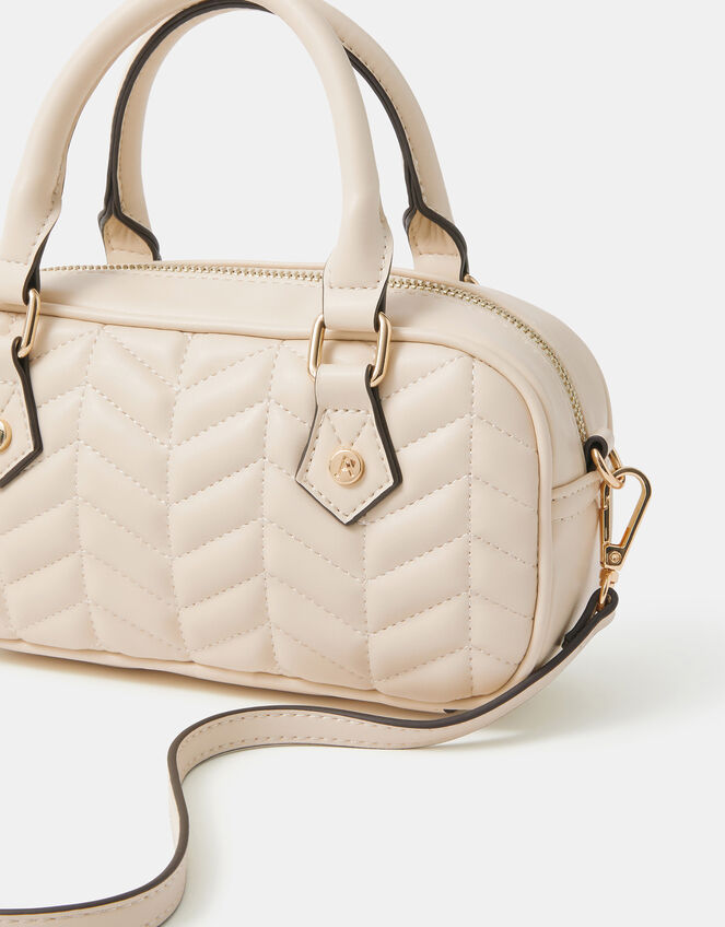 Chevron Quilted Crossbody Handbag, Cream (CREAM), large