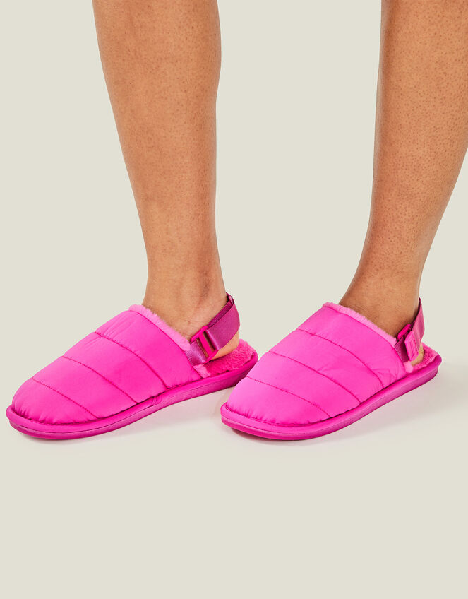 Quilted Slingback Slippers , Pink (FUCHSIA), large