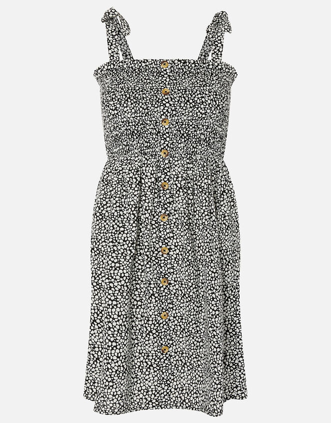 Dot Print Bandeau Dress in Organic Cotton, Black (BLACK/WHITE), large