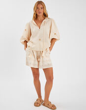 Broderie High Waist Shorts, Cream (CREAM), large