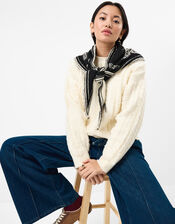 Large Paisley Knitted Triangle Scarf, , large