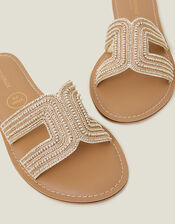 Bella Beaded Wide Fit Sandals, Gold (GOLD), large