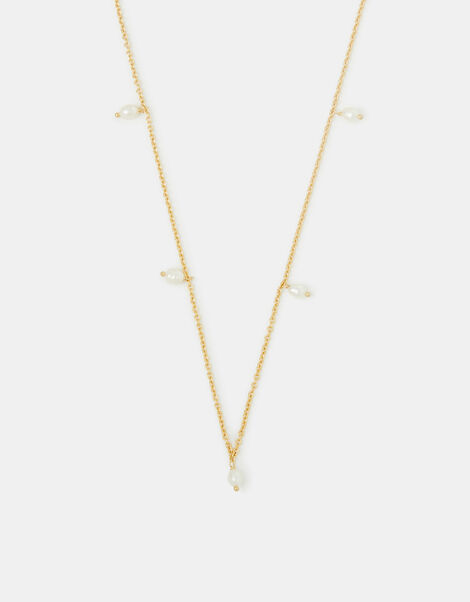 14ct Gold-Plated Pearl Station Necklace, , large