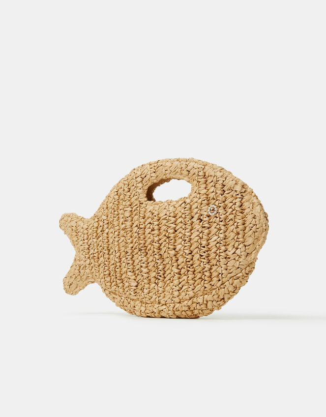 Fish Raffia Clutch Bag, , large