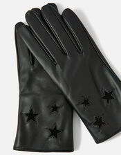 Luxe Star Leather Gloves, Black (BLACK), large