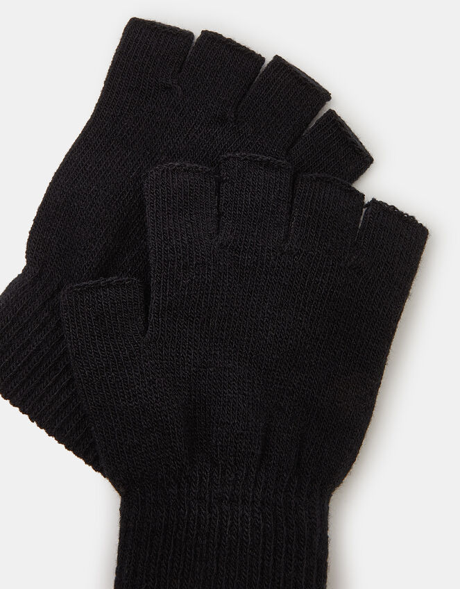 Plain Fingerless Gloves, Black (BLACK), large