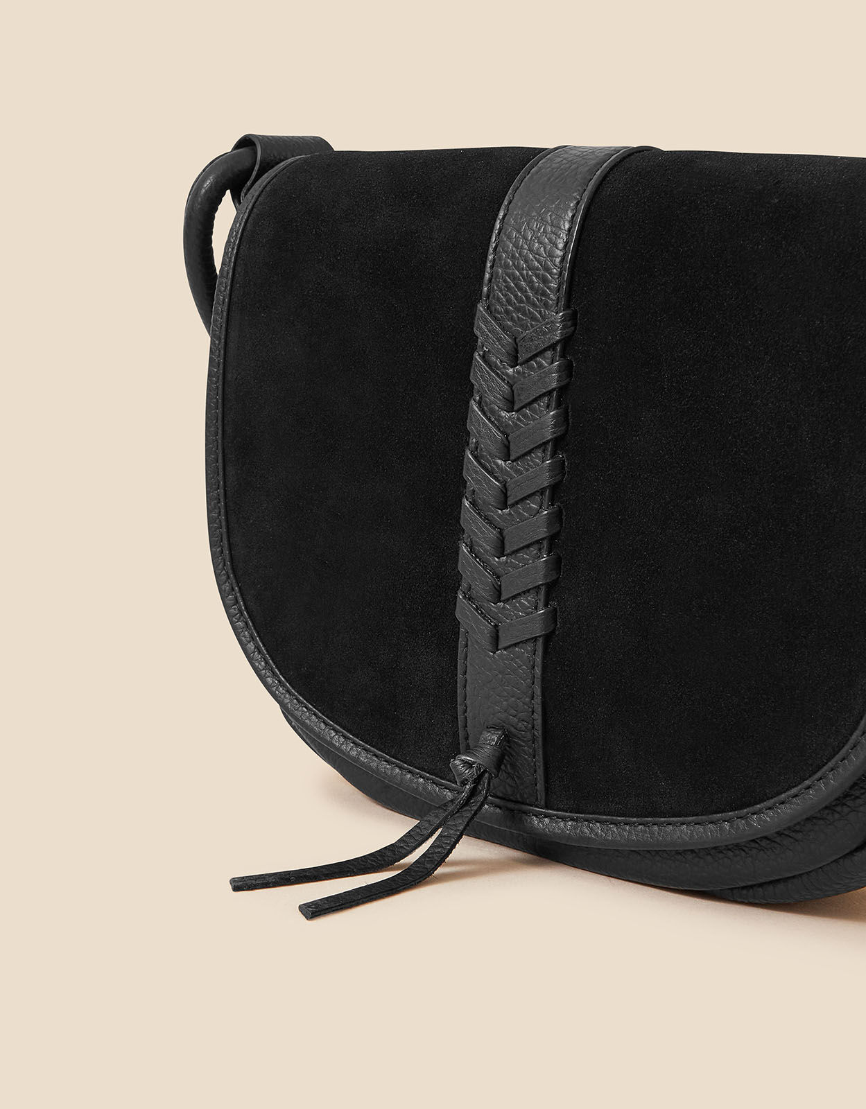 Suede black cross body store bag